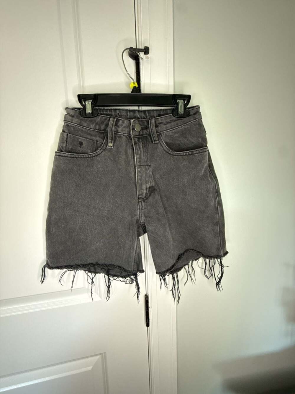 Thrills Frayed Black Denim Shorts Size 24